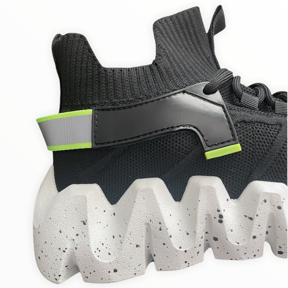 Black FlyKnit Oversized Chunky Platform Sneaker - Picture 6 of 12